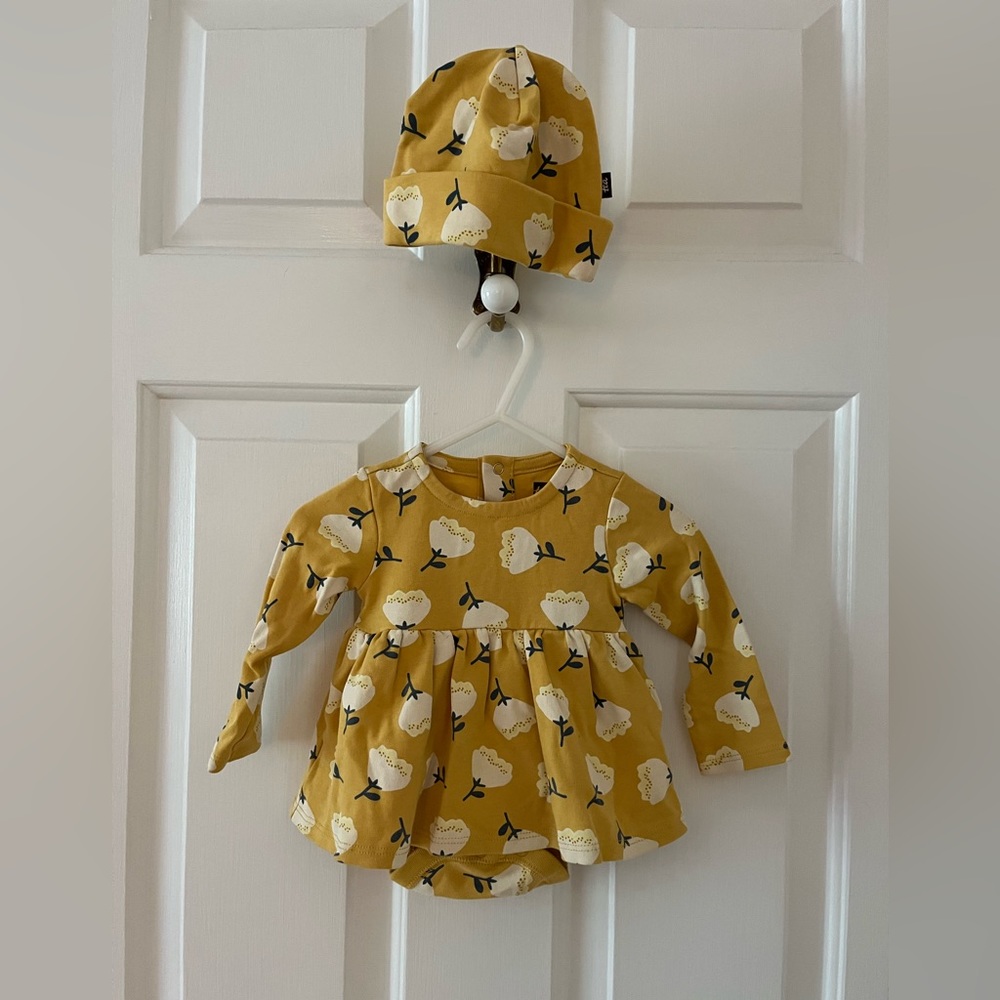 Floral Tea Collection Bodysuit Dress with Matching Hat